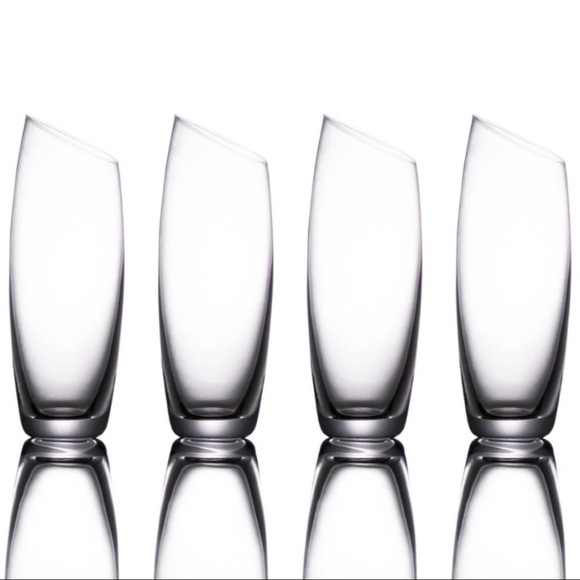 BACK IN STOCK! NIB Bomshbee Sloane Slanted Champagne Flutes (4) - Picture 4 of 13